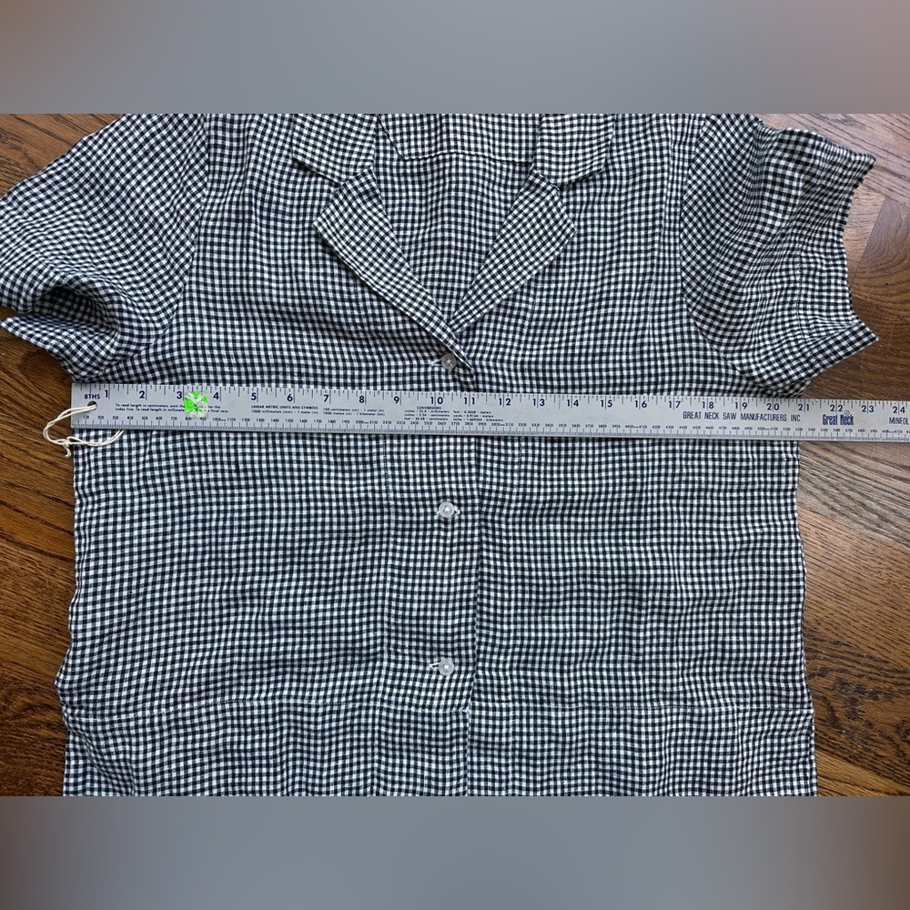 Quince 100% European Linen Shirt Black White Gingham Medium Lightweight Summer - Picture 7 of 8